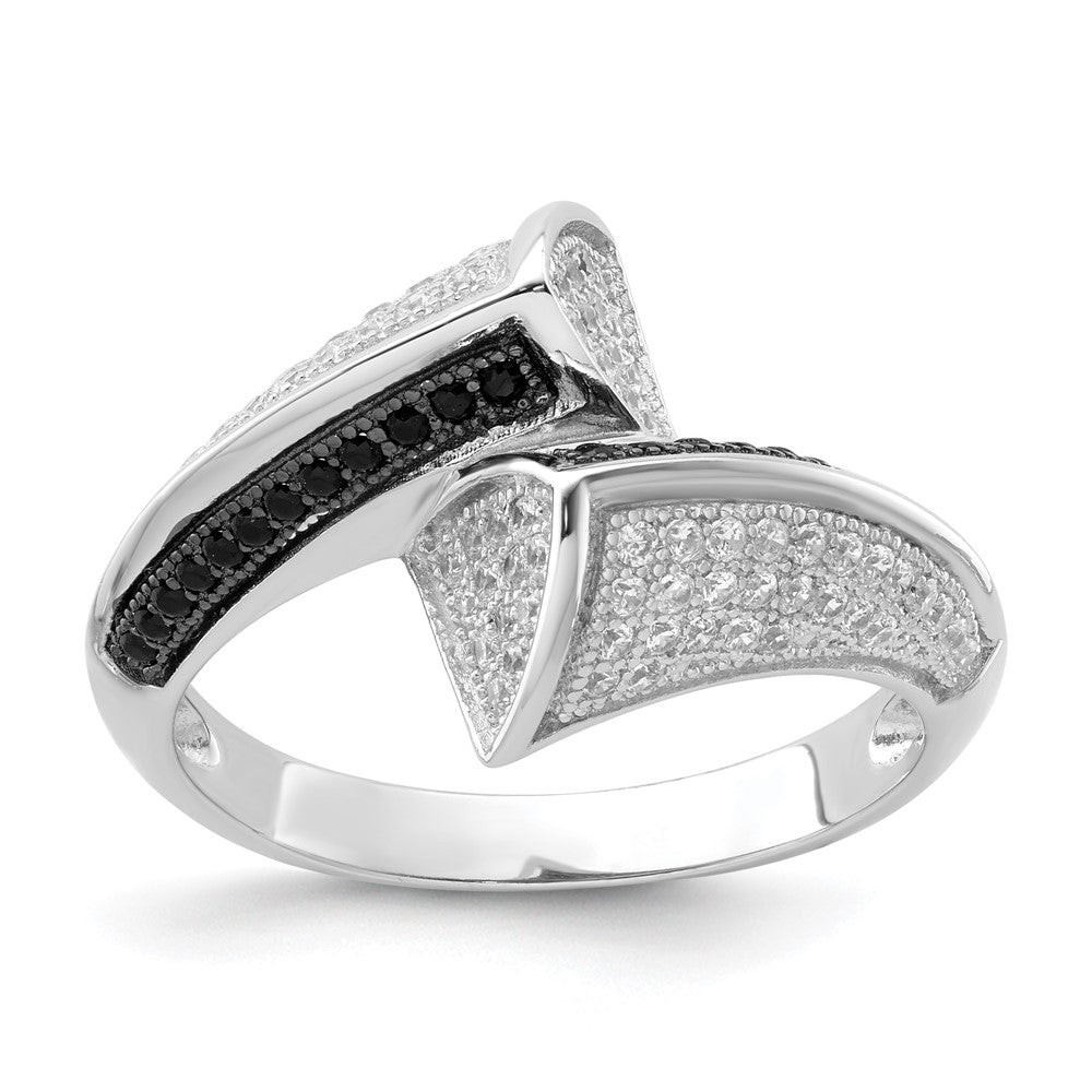 Sterling Silver Black & Clear CZ True Fire Ring