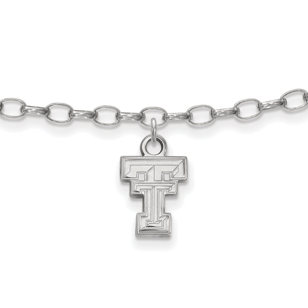 LogoArt Sterling Silver Rhodium-plated Texas Tech University Anklet