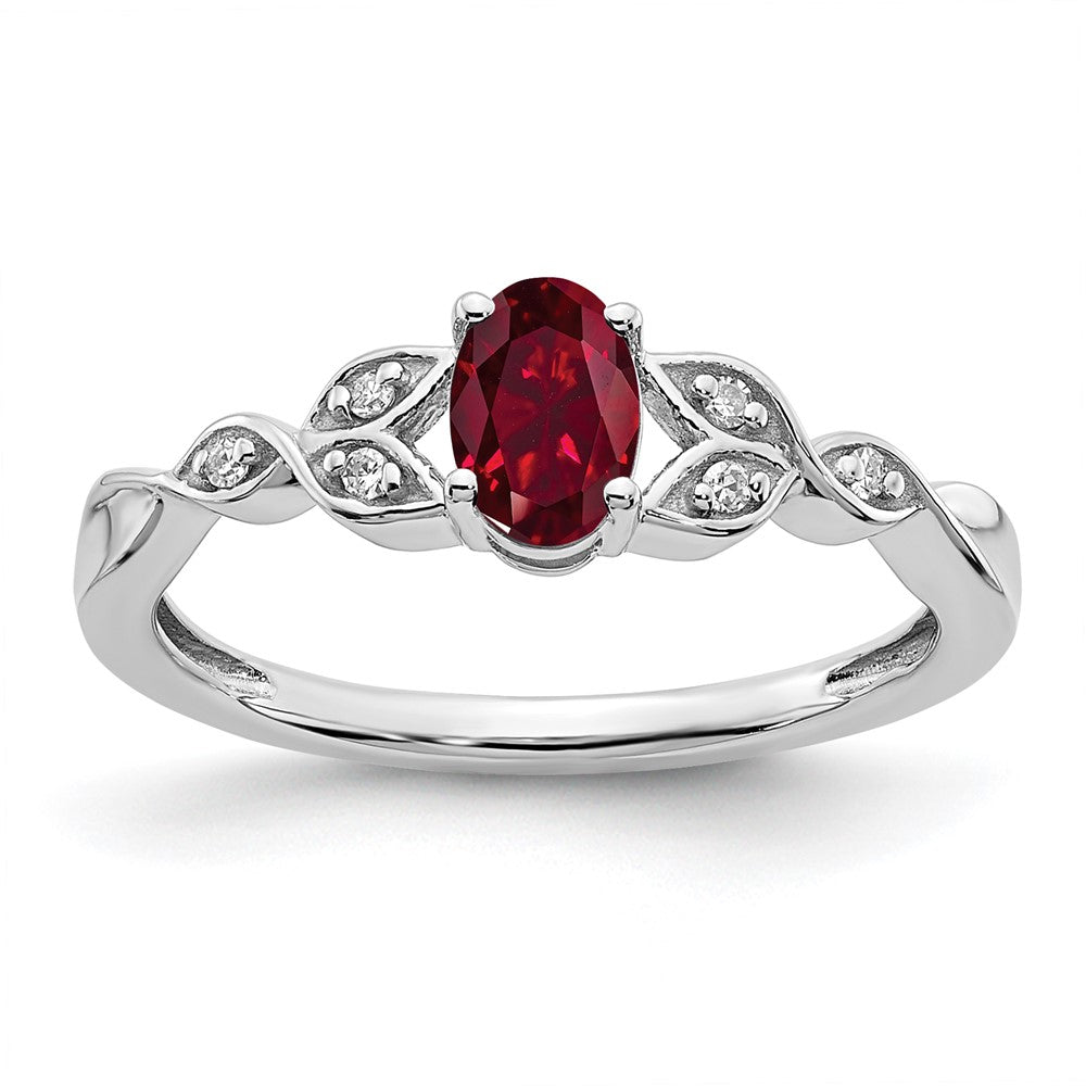 Sterling Silver 6x4 Oval CR & Dia Ring Rd 6-.006ct - Stone:A Mel:S43