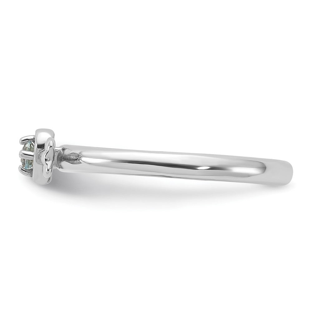 Sterling Silver Stackable Expressions Rhodium-plated Aquamarine Heart with Arrow Ring Size -6