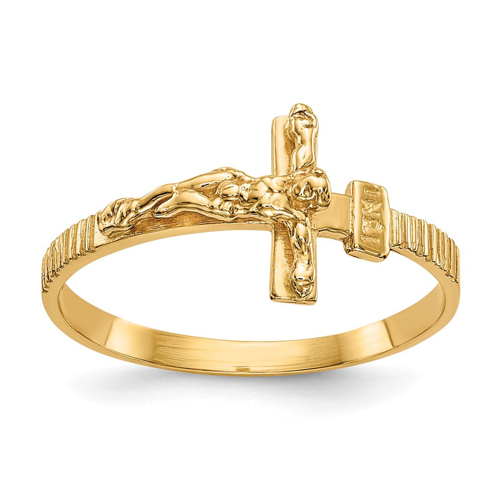 14K Gold Polished Jesus Band Ring Size 7