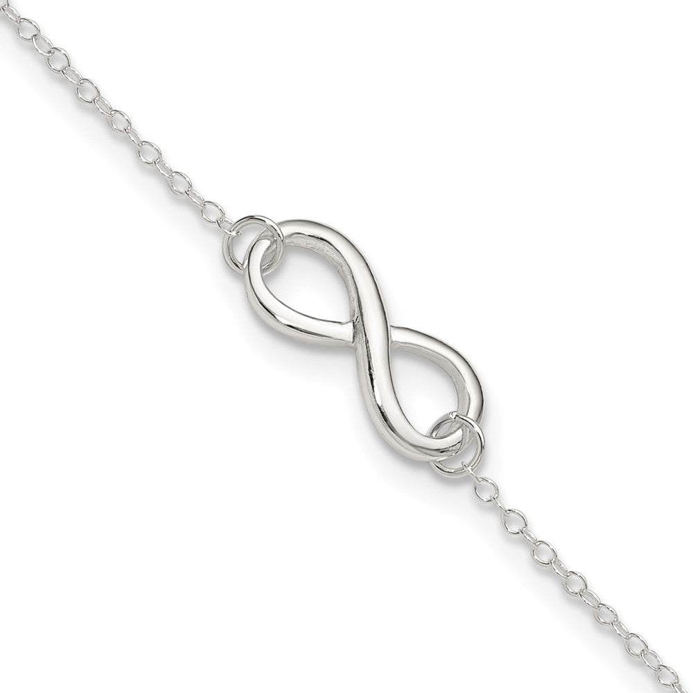 Sterling Silver Polished 9in Plus 1in. Ext. Infinity Symbol Anklet 9 inches