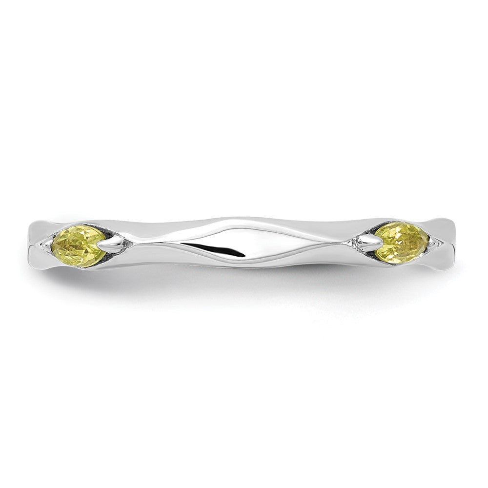 Sterling Silver Stackable Expressions Rhodium-plated Peridot Ring Size -7
