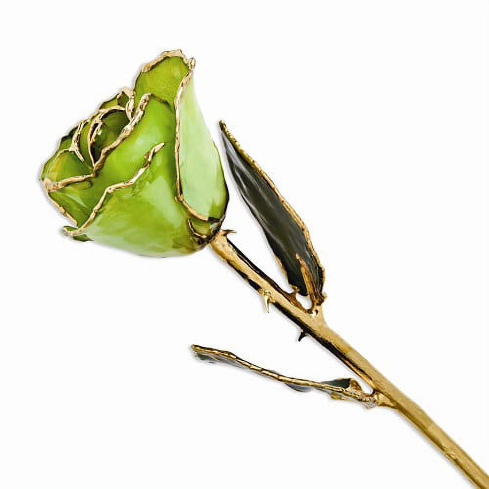 Laquer Dipped Gold Trimmed Peridot/Topaz Rose