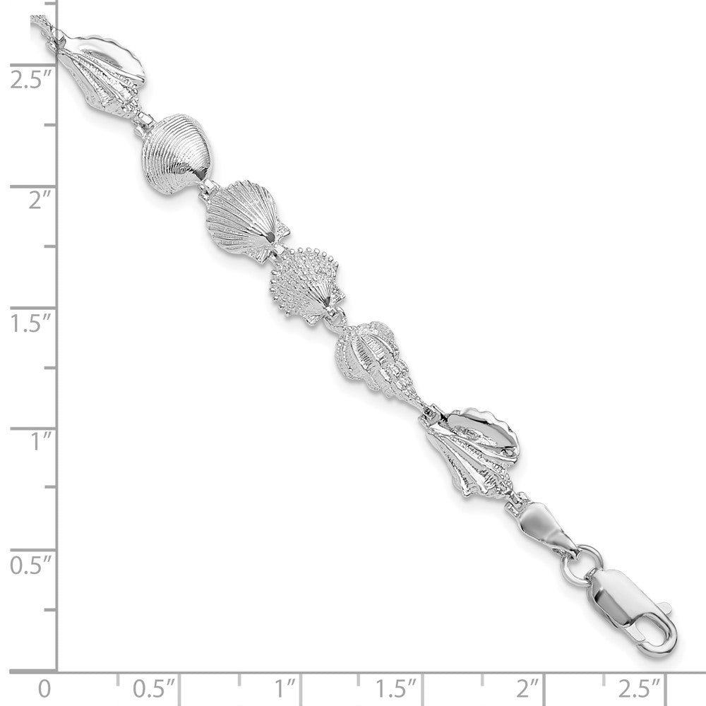 De-Ani Sterling Silver Rhodium-plated Polished Multi-Shell 7.25 inch Bracelet 7.25 inches