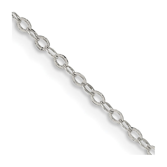Sterling Silver 1.5mm Flat Open Oval Cable Chain 16 Inches