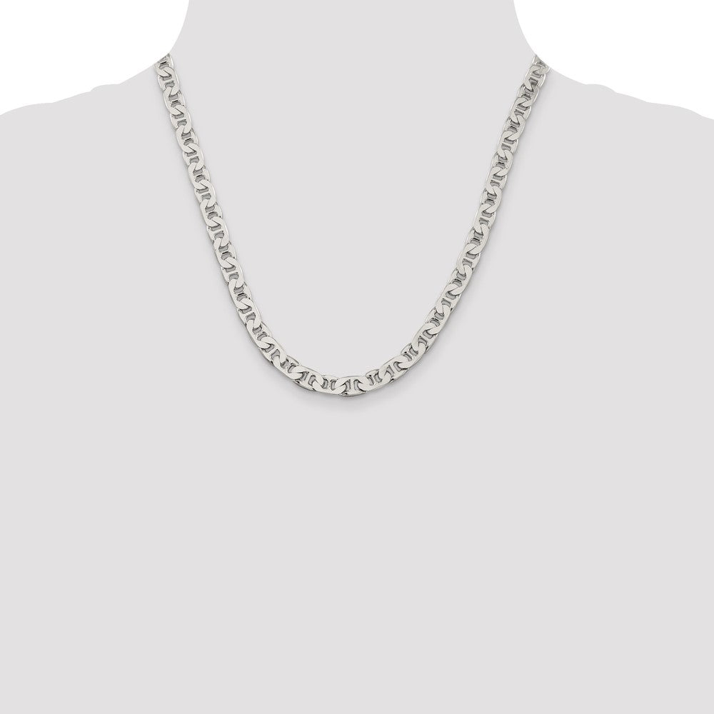 Sterling Silver 6.5mm Flat Anchor Chain 20 Inches