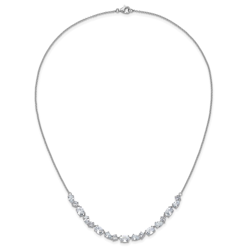 Cheryl M Sterling Silver Rhodium-plated Polished Fancy CZ Necklace 18 Inches
