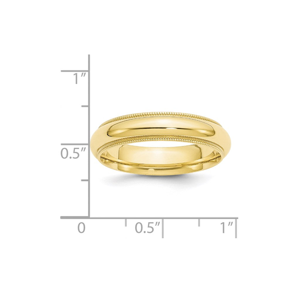 10k Yellow Gold 5mm Milgrain Half Round Comfort Fit Wedding Band Size 10.5
