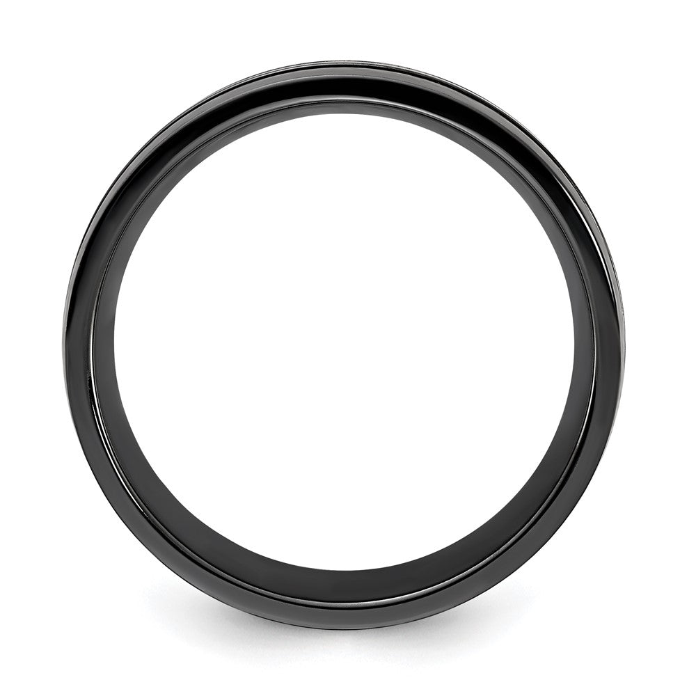 Black Zirconium Brushed and Polished Rose IP-plated 8.00mm Band Size - 7.5