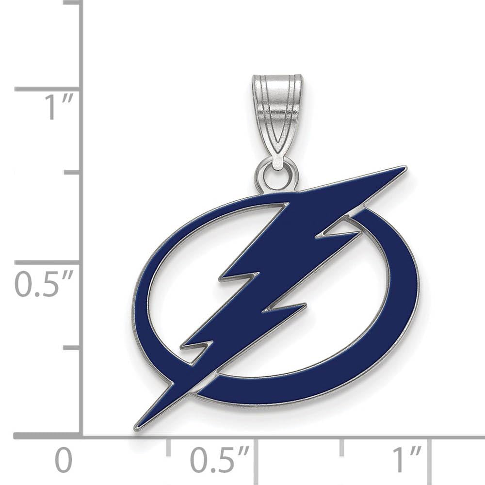 LogoArt Sterling Silver NHL Tampa Bay Lightning Large Enamel Pendant