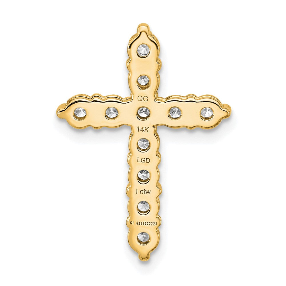 14k 1 carat Lab Grown Diamond VS/SI+ G+ Cross Chain Slide Pendant
