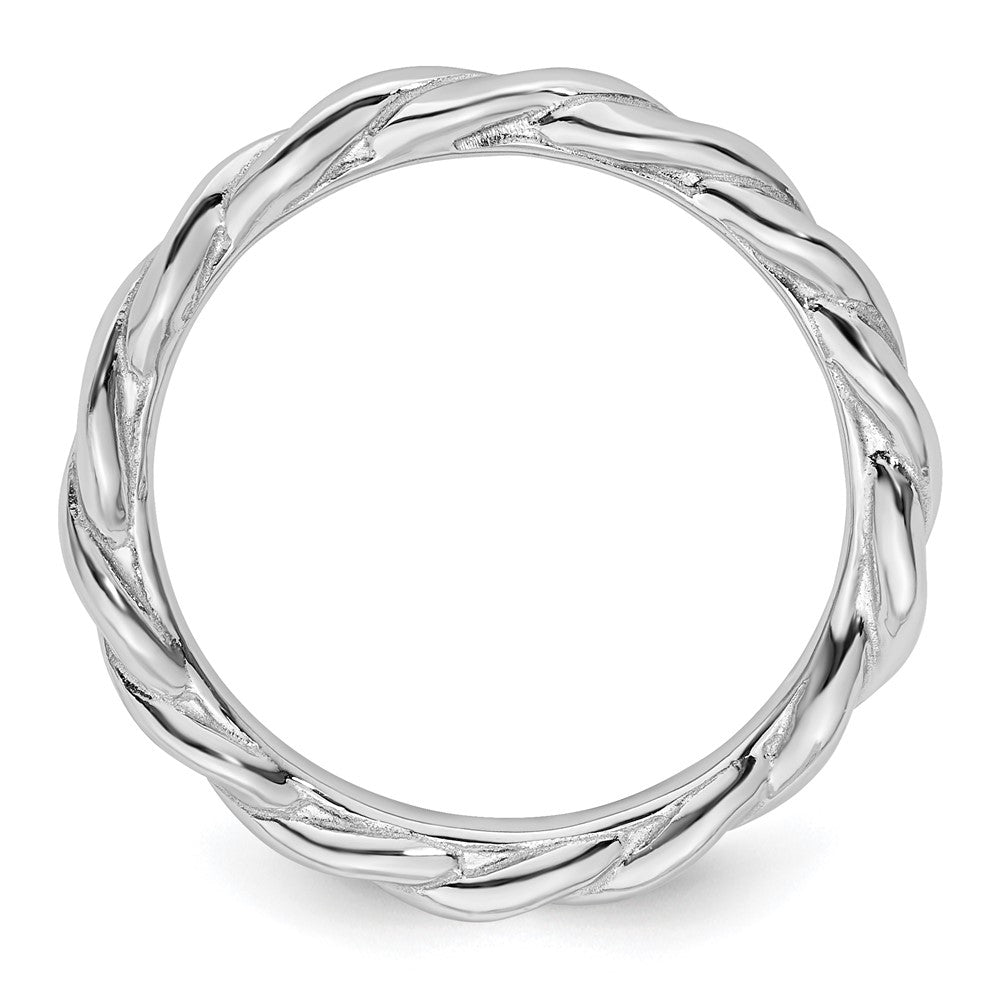 Sterling Silver Stackable Expressions Rhodium Twist Ring Size -8