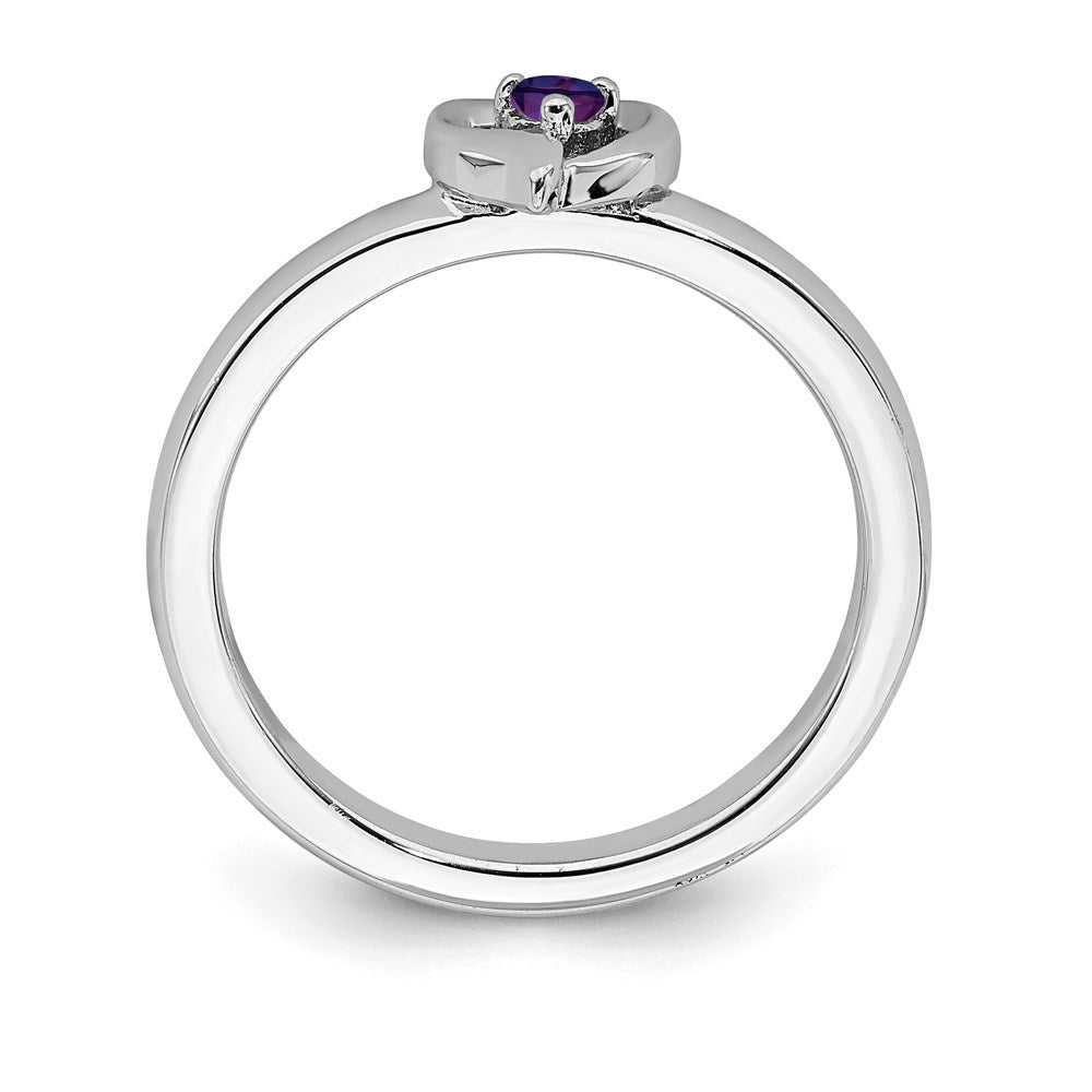 Sterling Silver Stackable Expressions Amethyst Heart Ring Size -7