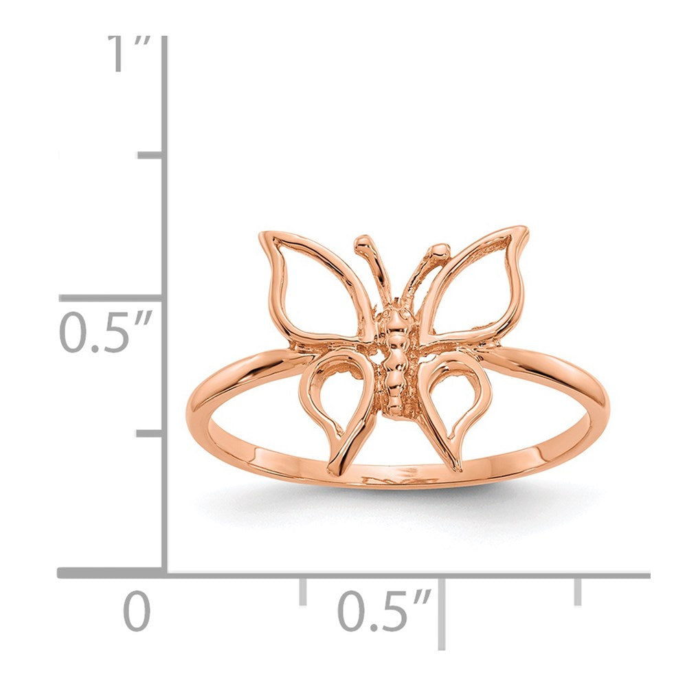 14k Rose Gold Polished Butterfly Ring Size 7