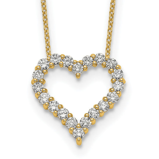 True Origin 14k 1 carat Lab Grown Diamond VS DEF 18 inch Open Heart Pendant Necklace