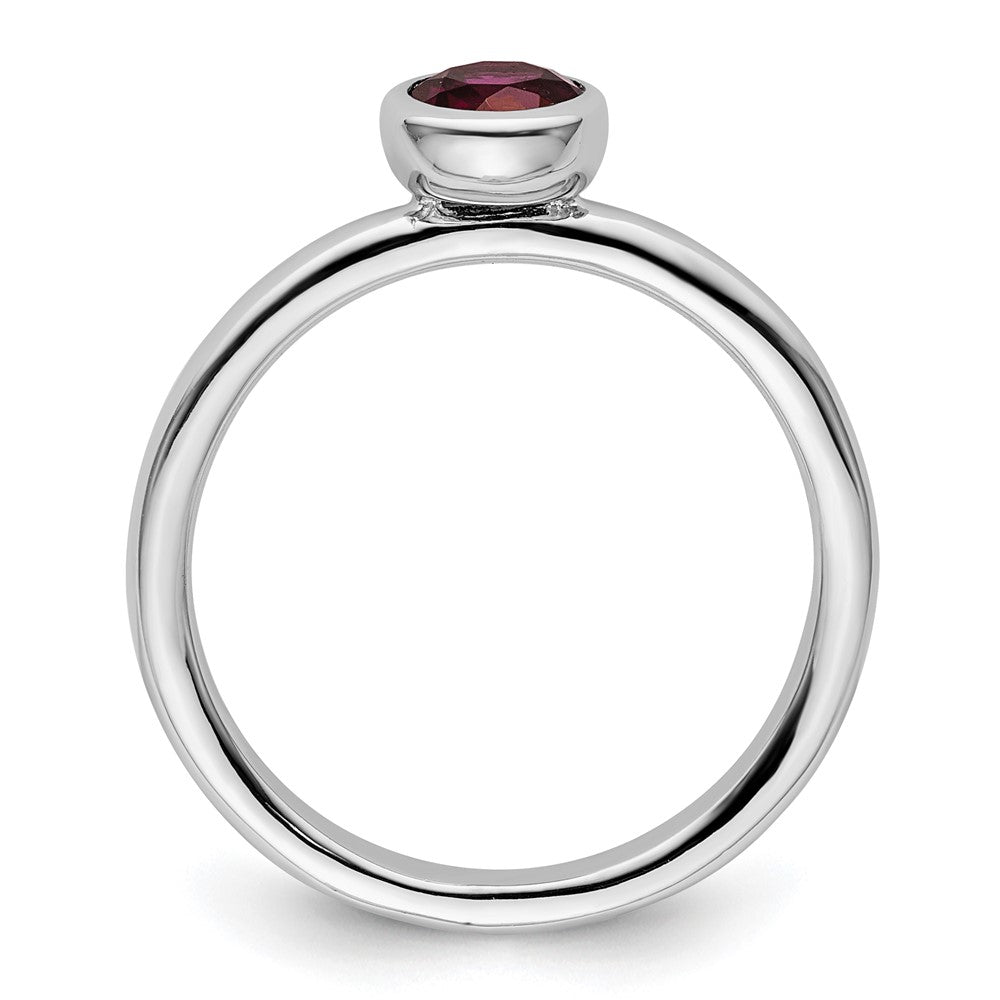 SS Stackable Expressions Low 5mm Round Rhodolite Garnet Ring Size -9
