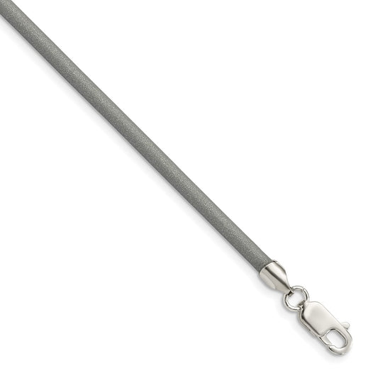 Sterling Silver 16inch 3mm Metallic Rubber Cord Necklace 16 Inches