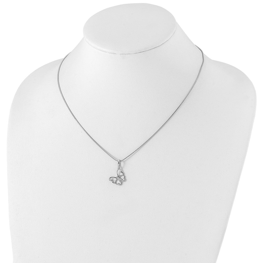 White Ice Sterling Silver Rhodium-plated 18 Inch Diamond Butterfly Necklace  with 2 Inch Extender 18 Inches