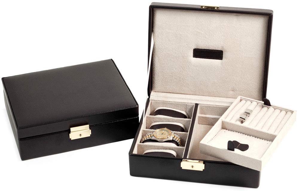 Bey-Berk 4-Watch Case  Valet | Brown Leather | BB533BRW