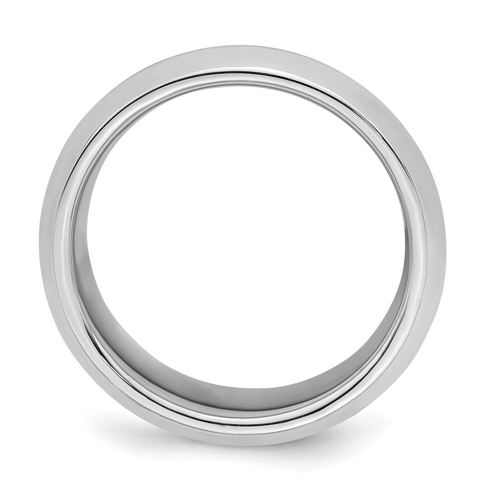SS Rhodium-plated 8mm Bevel Edge Size 8 Band