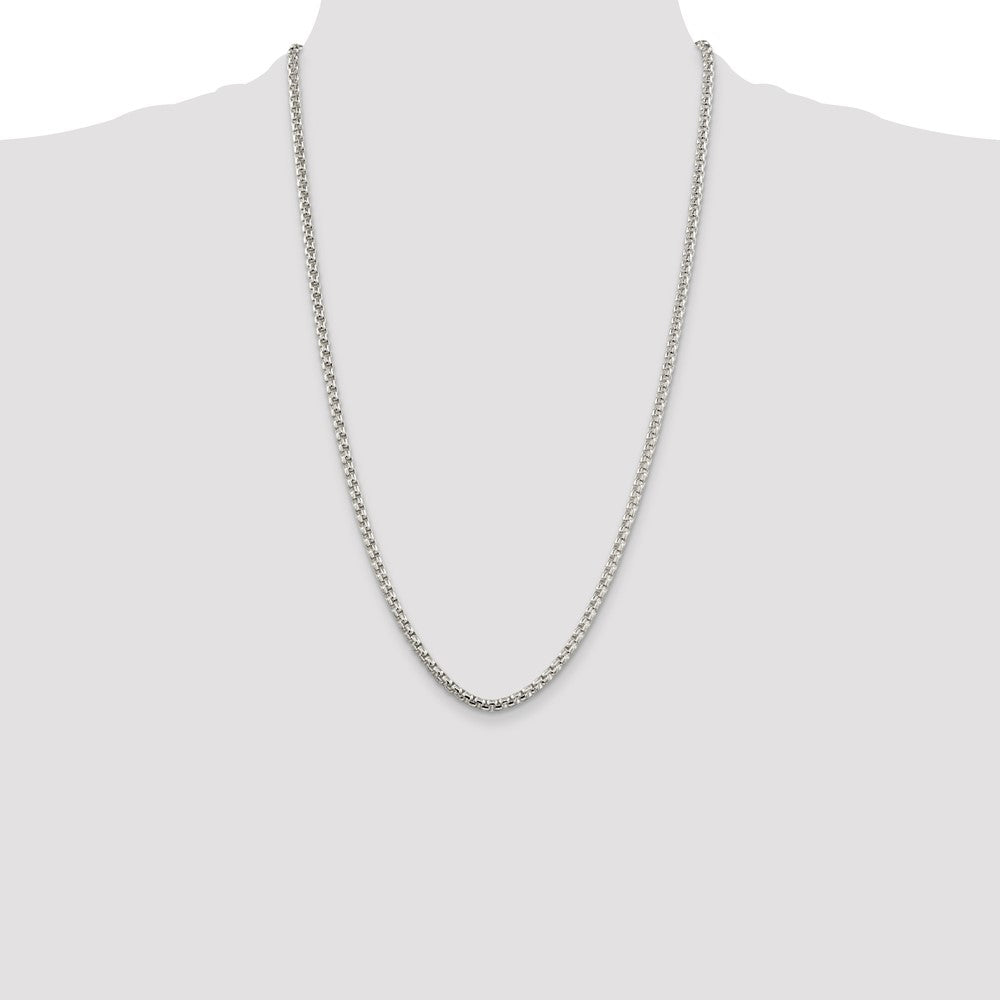 Sterling Silver 3.6mm Round Box Chain 26 Inches