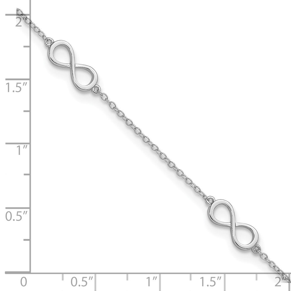 Sterling Silver Rhodium-plated Infinity 9in Plus 2in ext Anklet 9 inches
