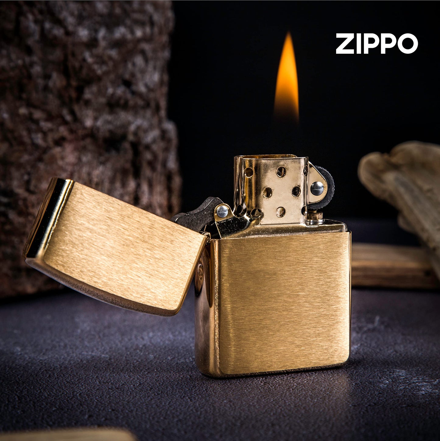 Zippo Classic Brushed Brass Pocket Lighter