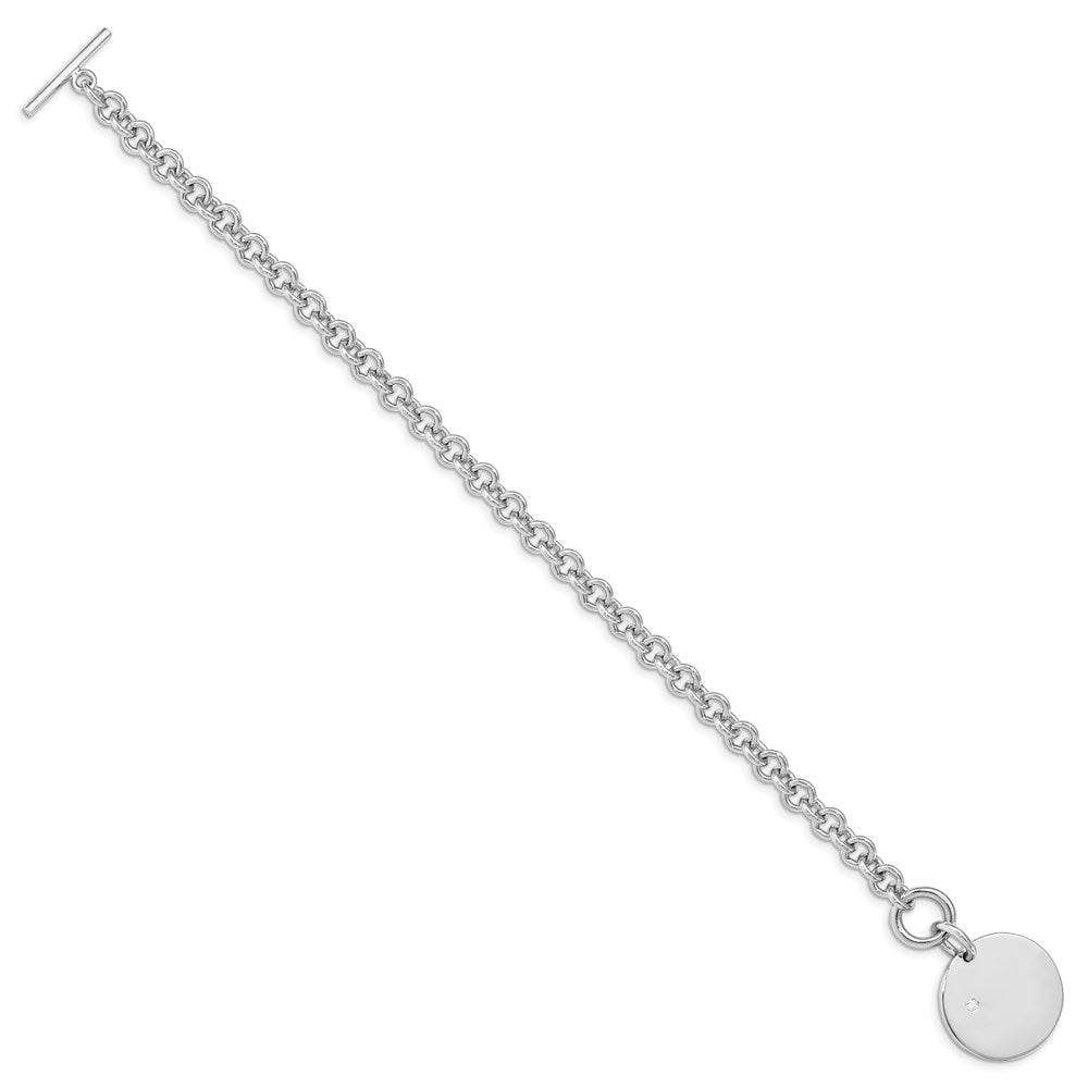 Sterling Silver Rhodium-plated .03ct Diamond Disc Bracelet 7.5 inches