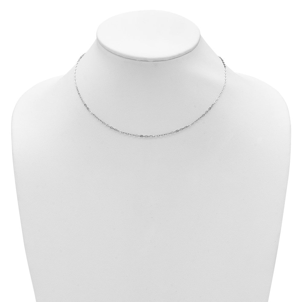 14K White Gold 1.3mm Flat Cable 1in+1in Adjustable Chain