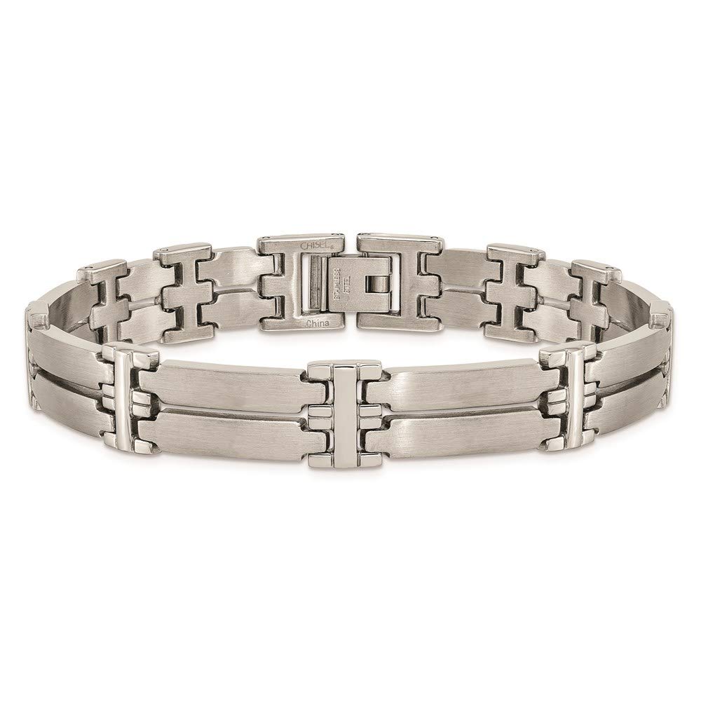 Stainless Steel Brushed and Polished 8.5in Bracelet 8.5 inches