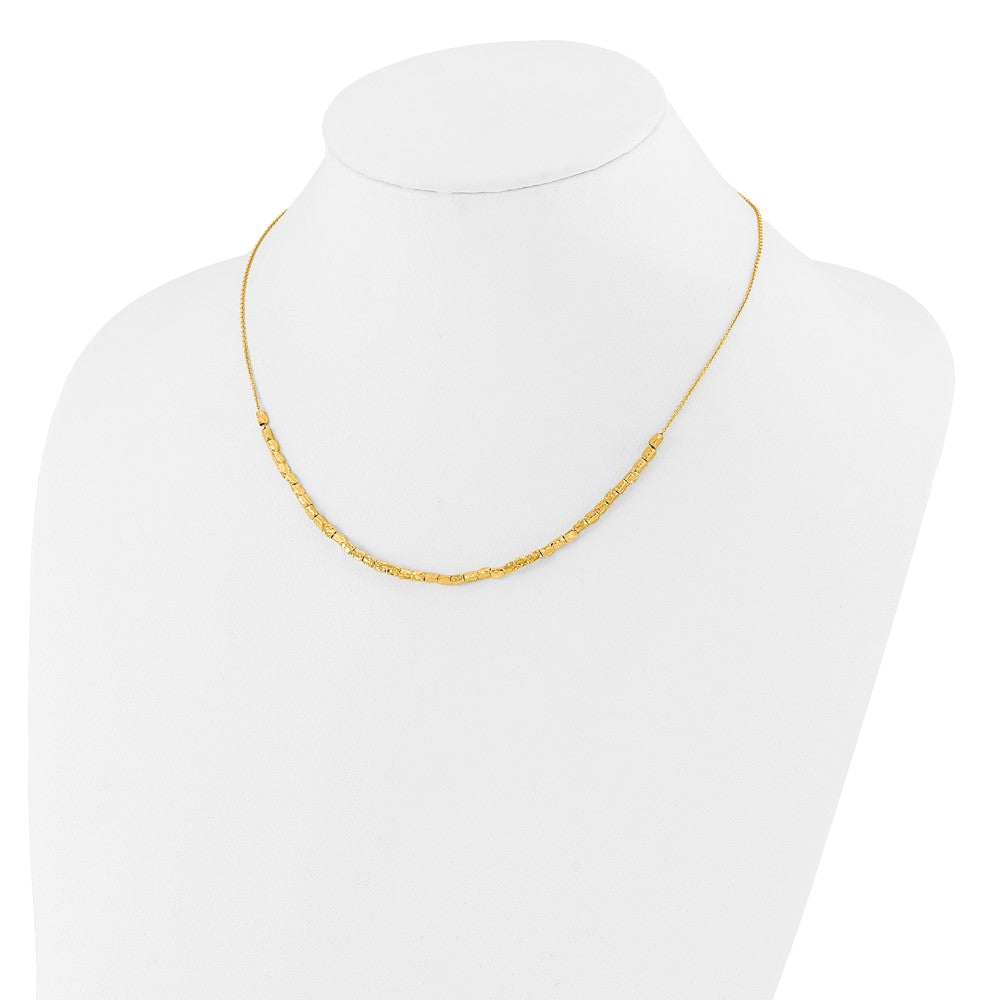 Sterling Silver Gold-plated Polished/Hammered w/2in ext. Necklace