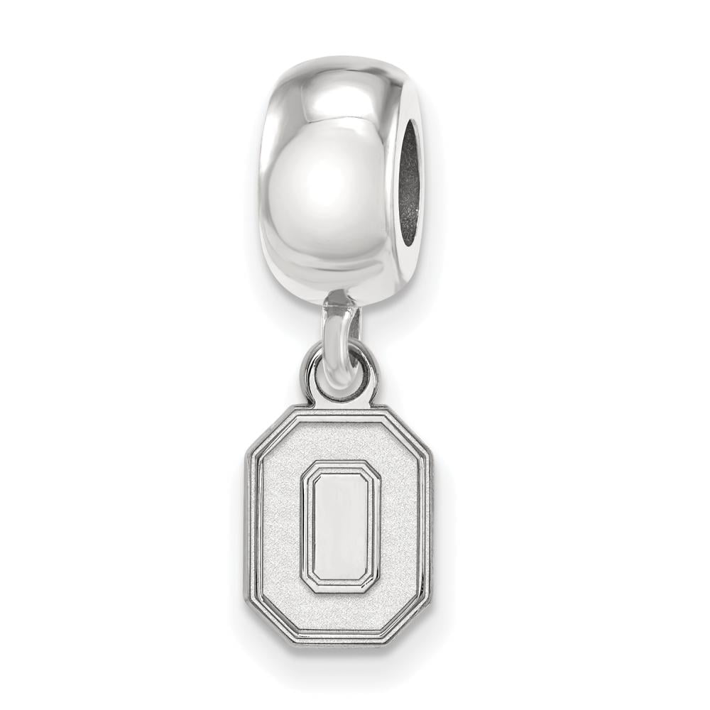 Sterling Silver Rhodium-plated LogoArt The Ohio State University Letter O Extra Small Dangle Bead Charm