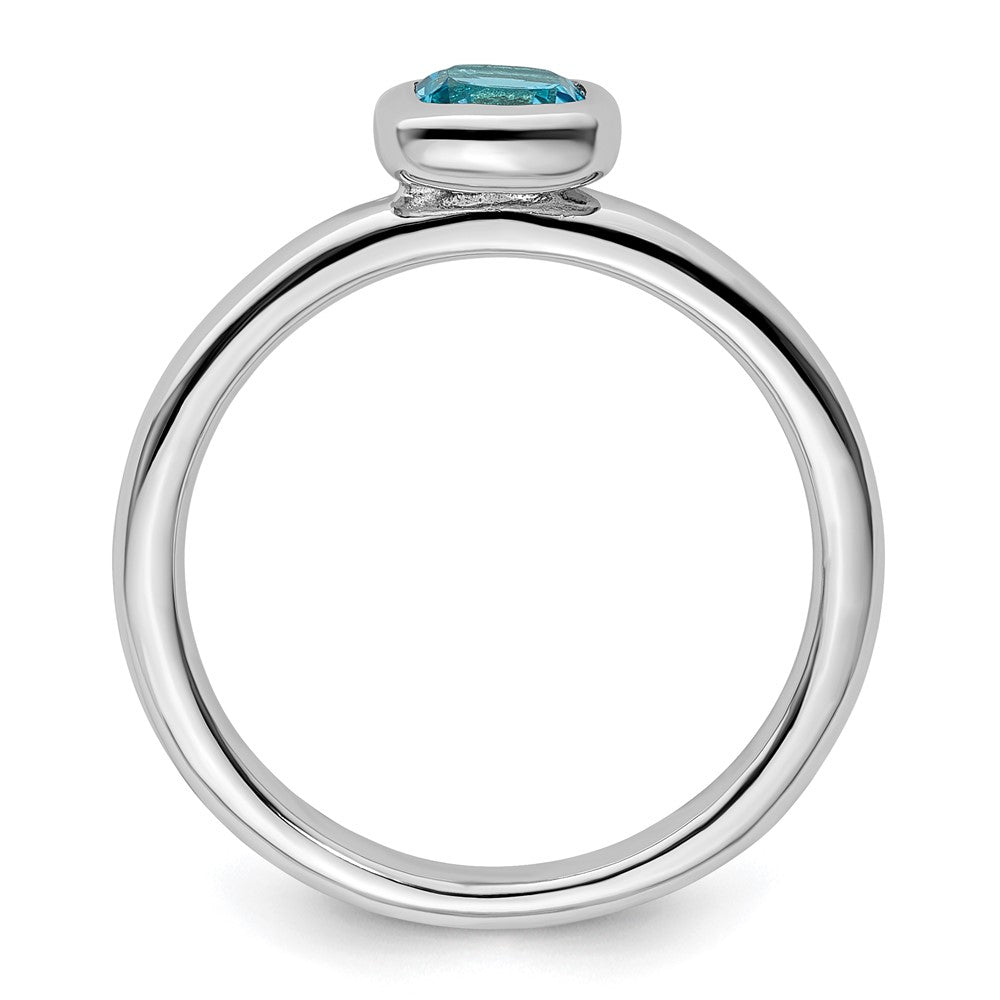 Sterling Silver Stackable Expressions Cushion Cut Blue Topaz Ring Size -5