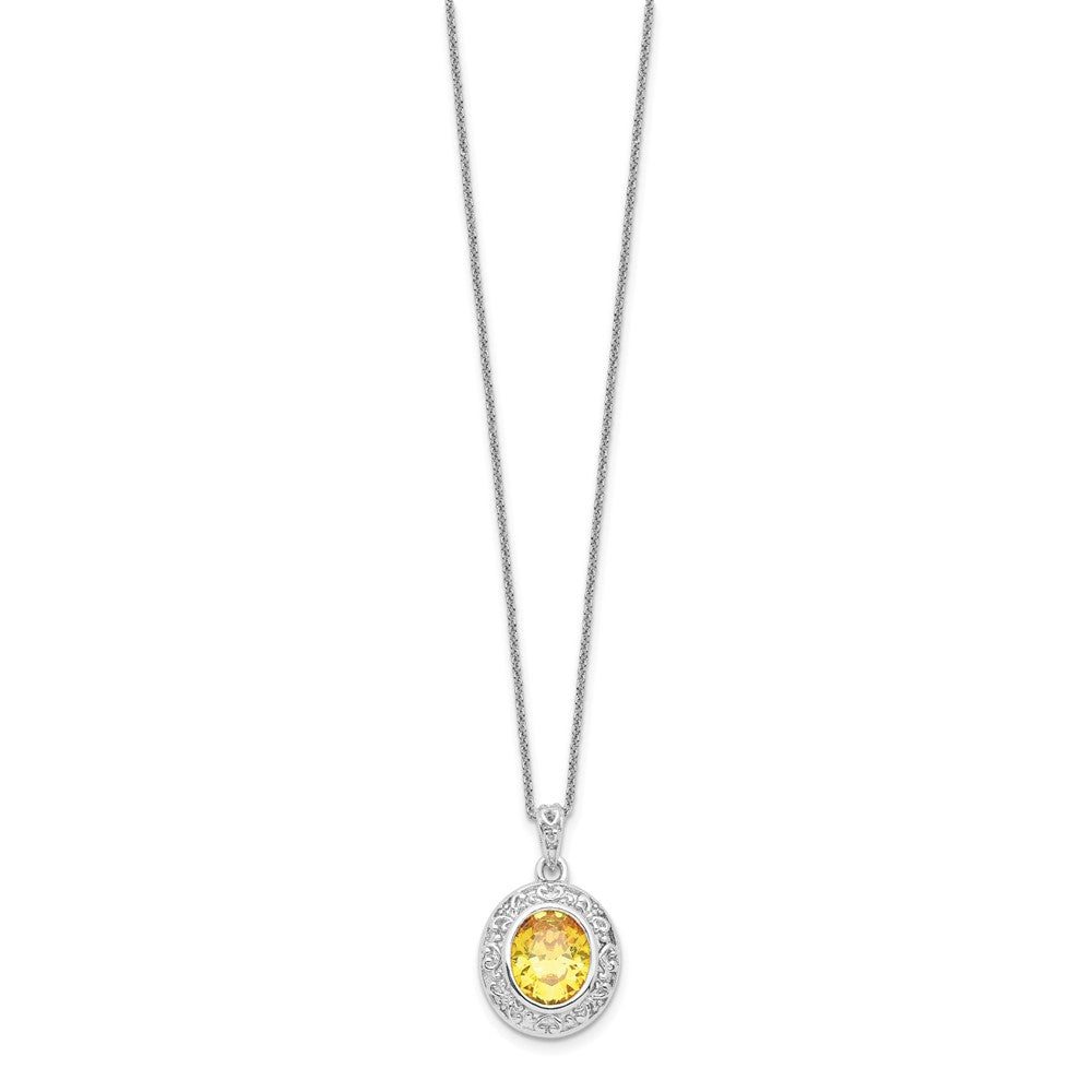 Sentimental Expressions Sterling Silver CZ Old Friends Are Golden 18in Necklace
