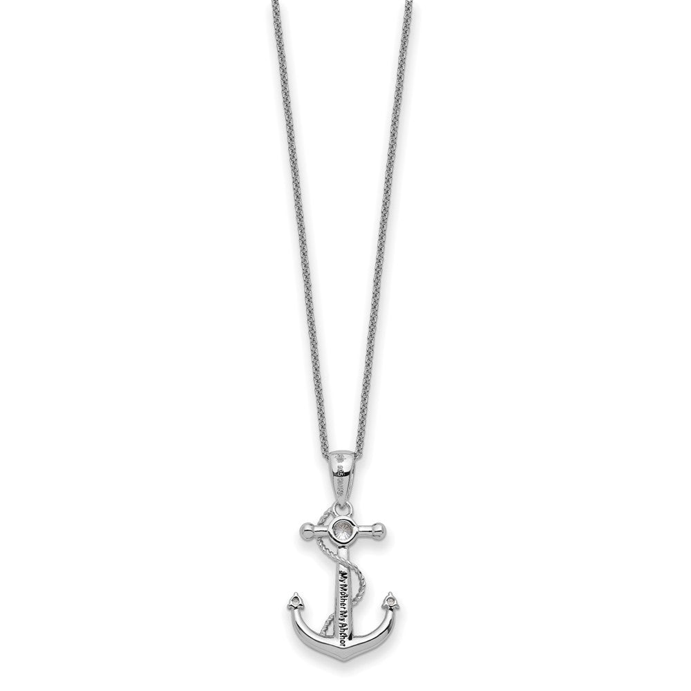 Sentimental Expressions Sterling Silver Rhodium-plated CZ My Mother My Anchor 18in Necklace 18 Inches