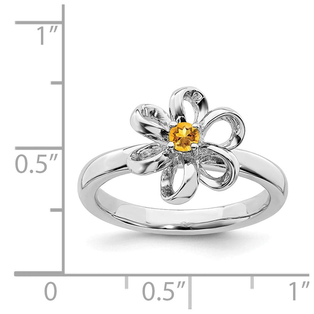 Sterling Silver Stackable Expressions Polished Citrine Flower Ring Size -9