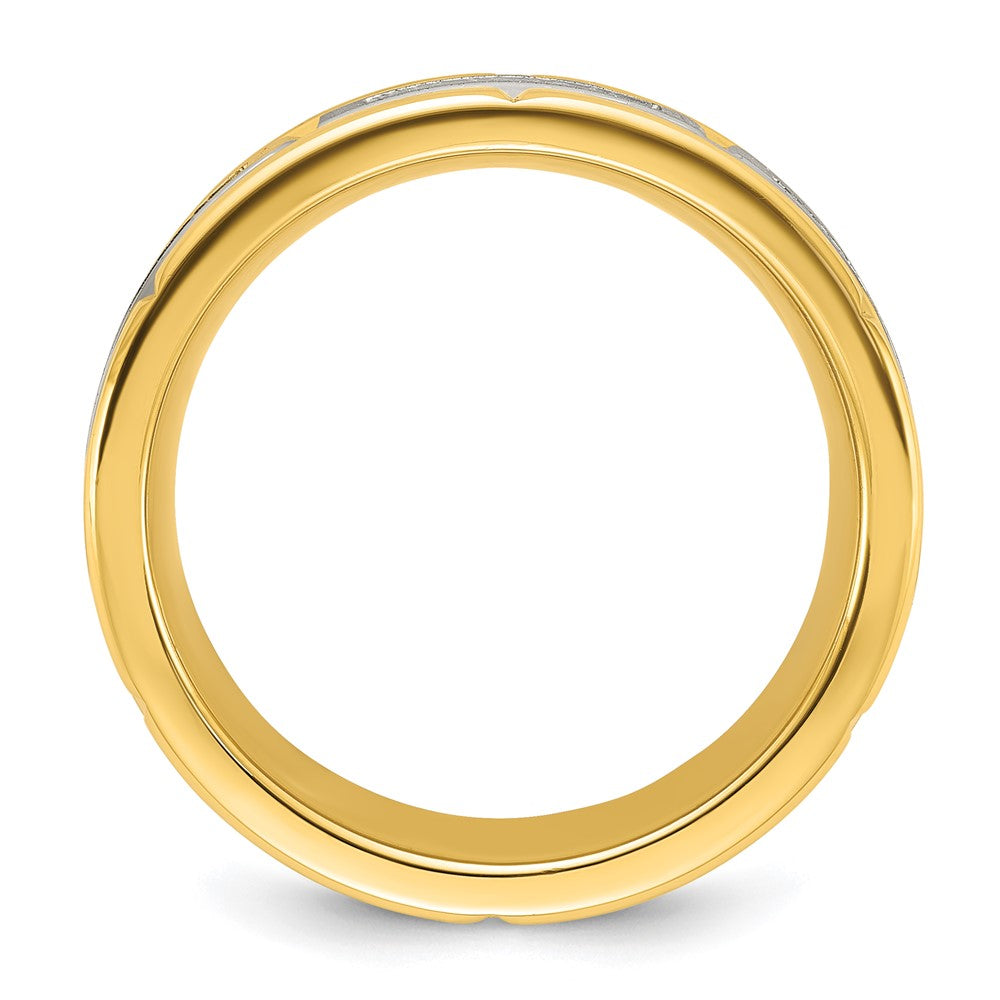 Chisel Titanium Polished with Brushed Center Yellow IP-plated CZ 8mm Band Size - 11.5