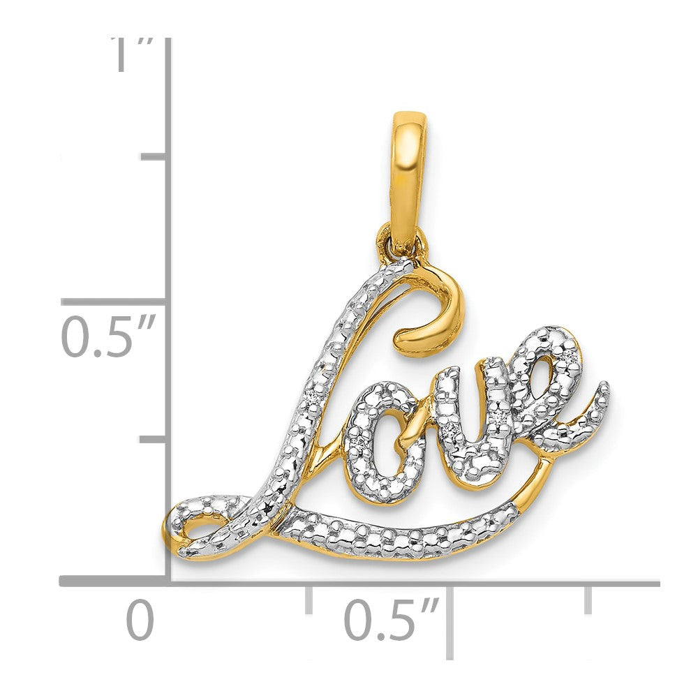 10K w/Rhodium .02ct. Diamond LOVE Pendant