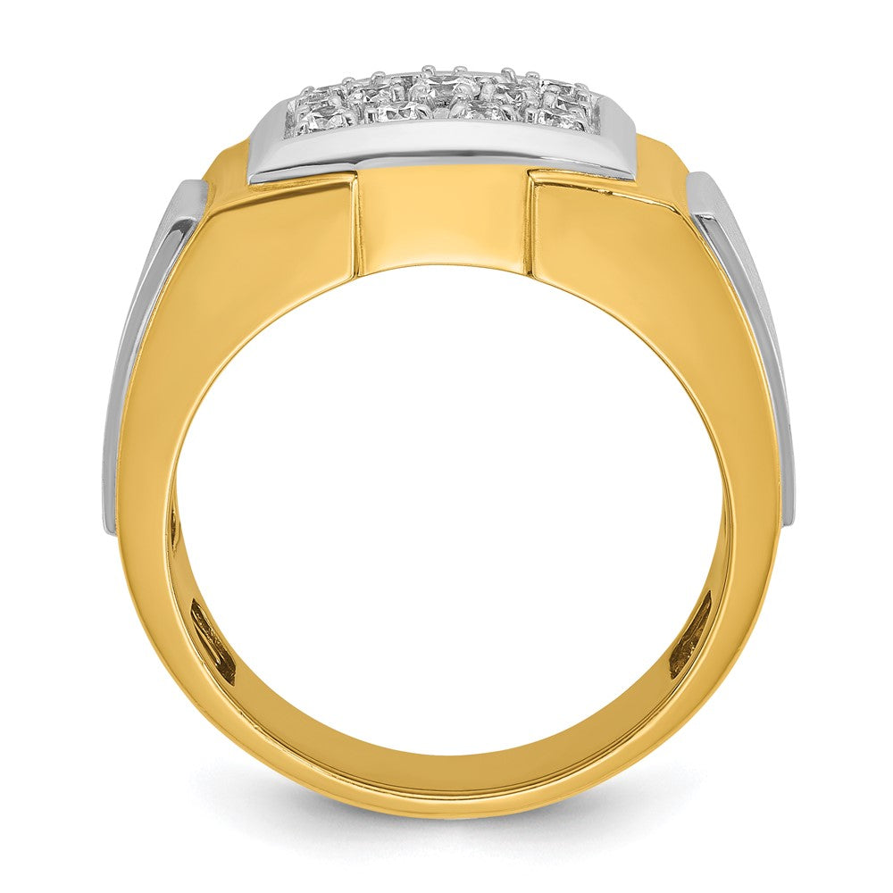 IBGoodman 14k with White Rhodium Men's Polished and Satin 1/2 Carat AA Quality Diamond Cluster Ring