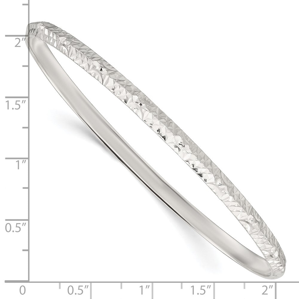 Sterling Silver Diamond Cut Slip-on Bangle 8 inches