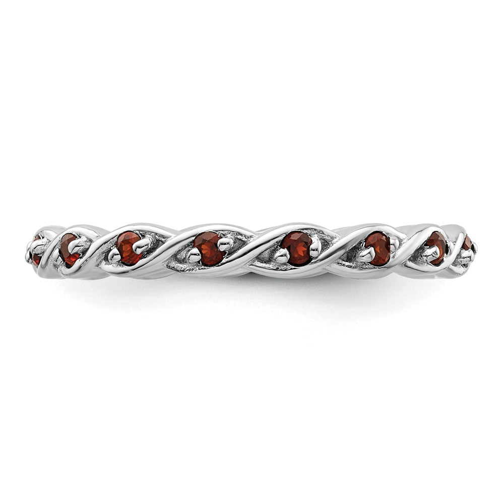 Sterling Silver Stackable Expressions Garnet Ring Size -7