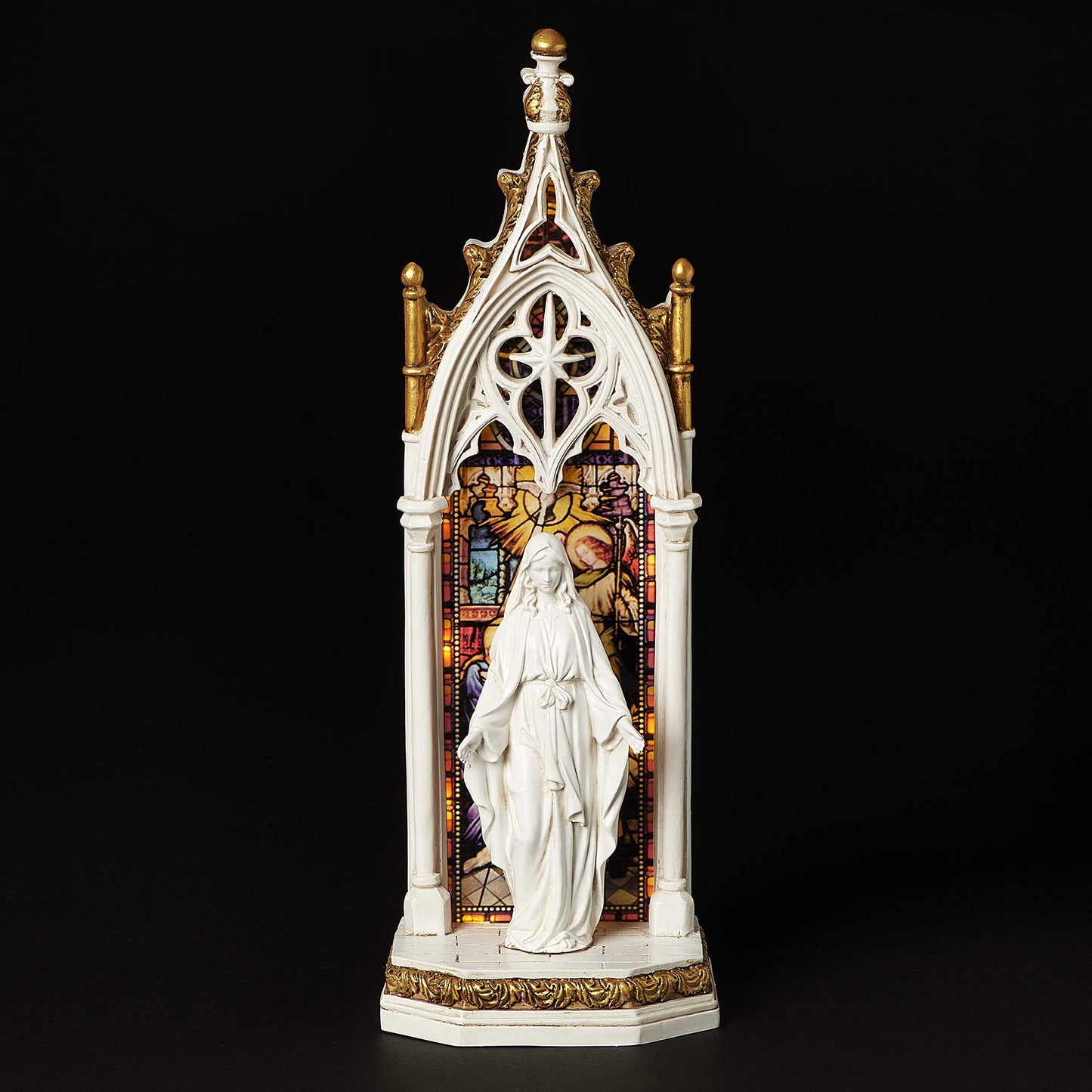 Joseph's Studio by Roman - Our Lady of Grace Arch Window LED Figure, Renaissance Collection, 11.75" H, Resin and Stone, Religious Gift, Decoration, Battery Operated