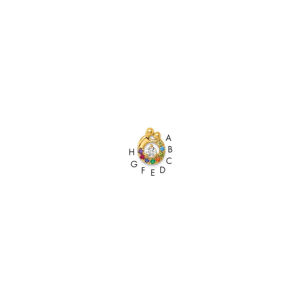 14k 8 Birthstone and Dia Mother/Child Chain Slide Semi-mount