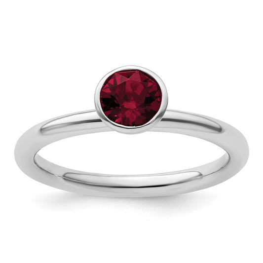 Sterling Silver Stackable Expressions High 5mm January Crystal Ring Size -8