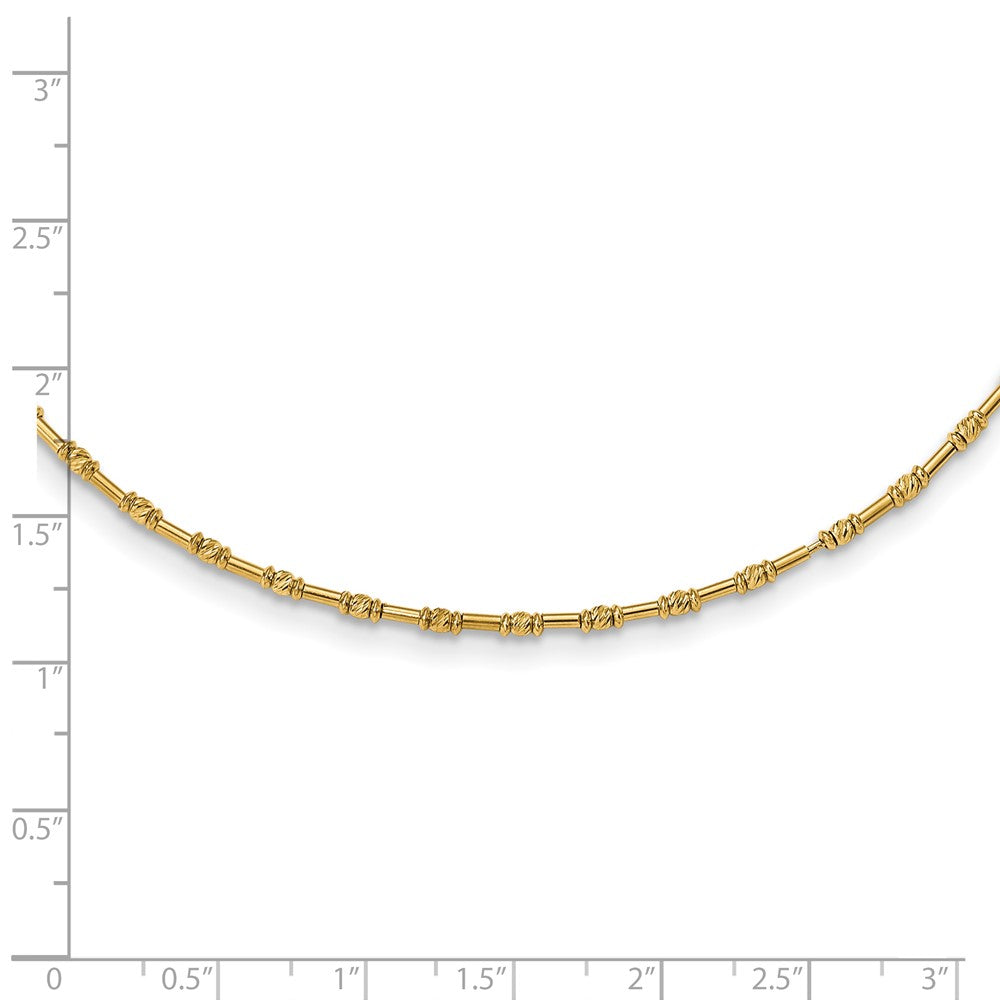14K Polished and D/C Fancy Beaded 17in Necklace
