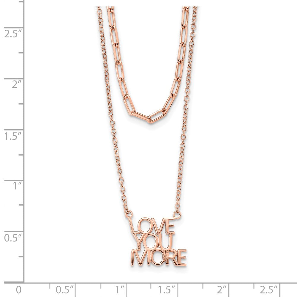 Sterling Silver Rose-tone Love You More Two Strand 16 inch Necklace 16 Inches