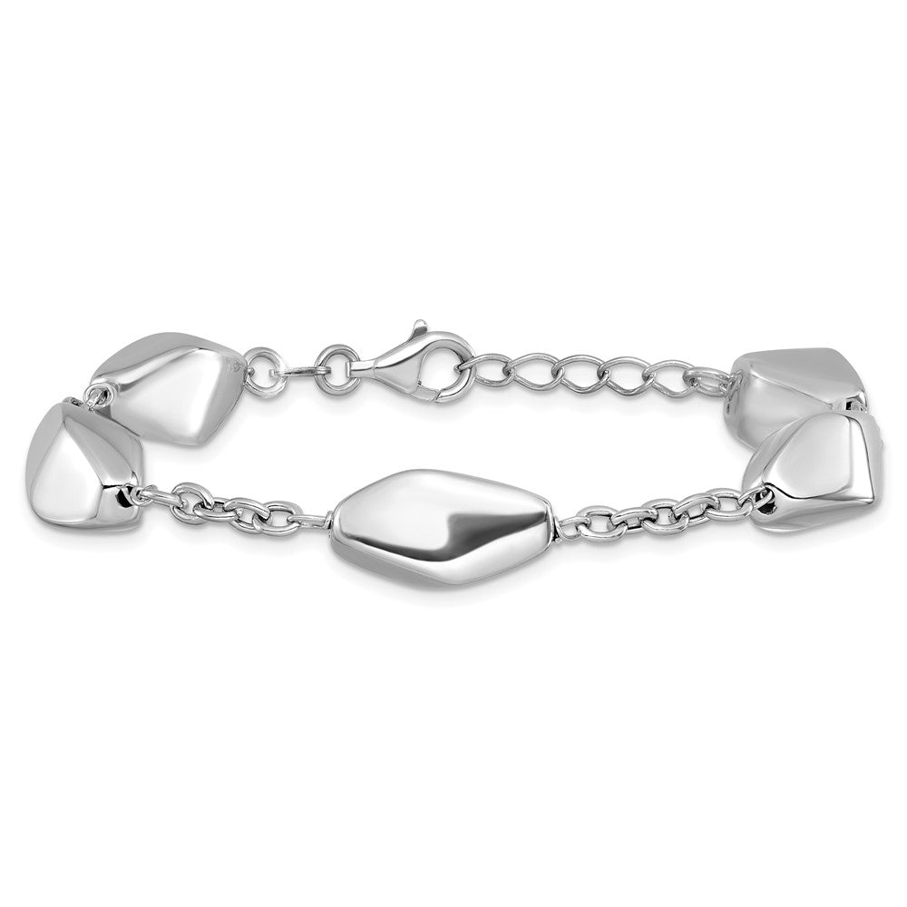 Sterling Silver Rhodium-plated Polished with .75in ext. Bracelet 7.75  inches