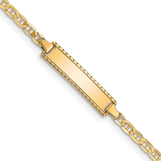 14k Children's Anchor Link ID Bracelet 6  inches