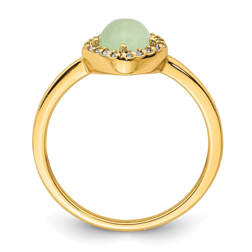 Sterling Silver Gold-tone Green Stone & CZ Ring